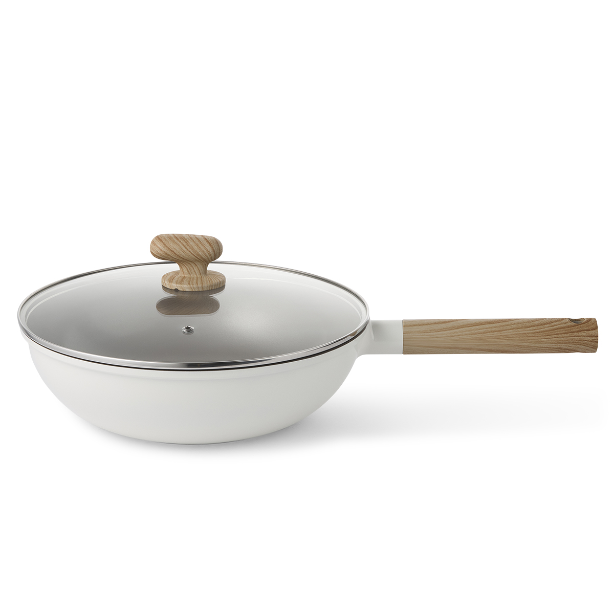 ISENVI Alice keramische wokpan met deksel 30 CM - Beige