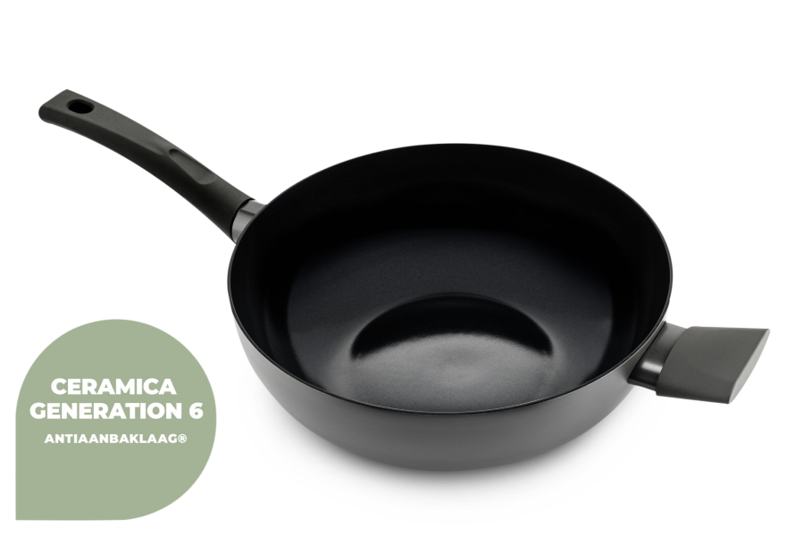 ISENVI Avon keramische wokpan 28 CM - Ergo greep - Retour afbeelding
