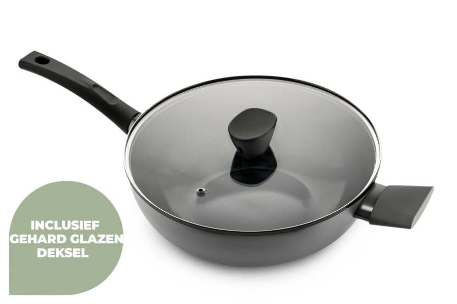 ISENVI Avon keramische wok met deksel 36 CM - Ergo greep