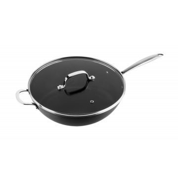 Victoria Forged keramische wokpan met deksel 32CM - RVS greep