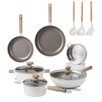 Alice 14‑teiliges Topfset mit Dämpfeinsatz – Beige