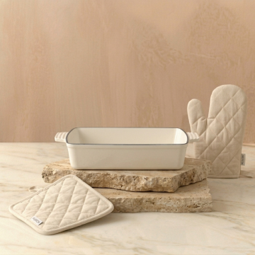 Byron gietijzeren braadslede 23 x 39 CM met ovenwant en pannenlap