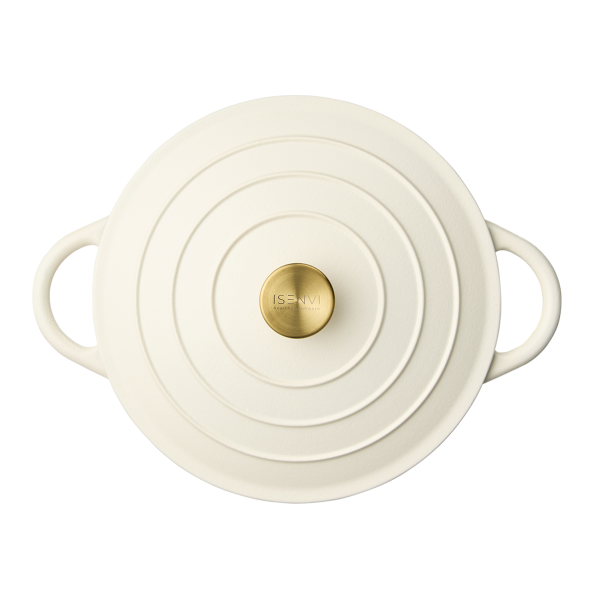 Njörd & Freya stoofpan, gietijzeren pan, braadpan met deksel, braadpan van gietijzer, geëmailleerde coating, geschikt voor alle warmtebronnen en inductie, 24 cm diameter, Dutch Oven, broodbakpan