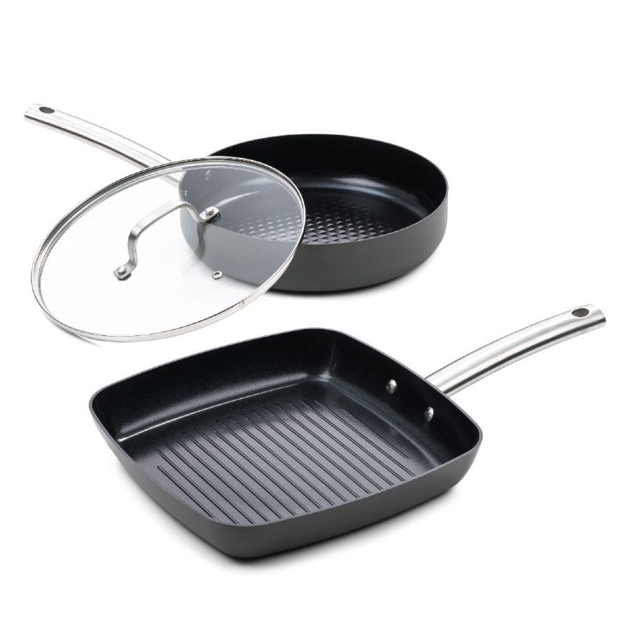 Image of ISENVI Murray Combideal - keramische grillpan en hapjespan - RVS