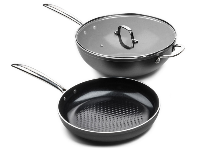 ISENVI Victoria Forged combideal 2 delig - Koekenpan en wok - RVS - Retour afbeelding