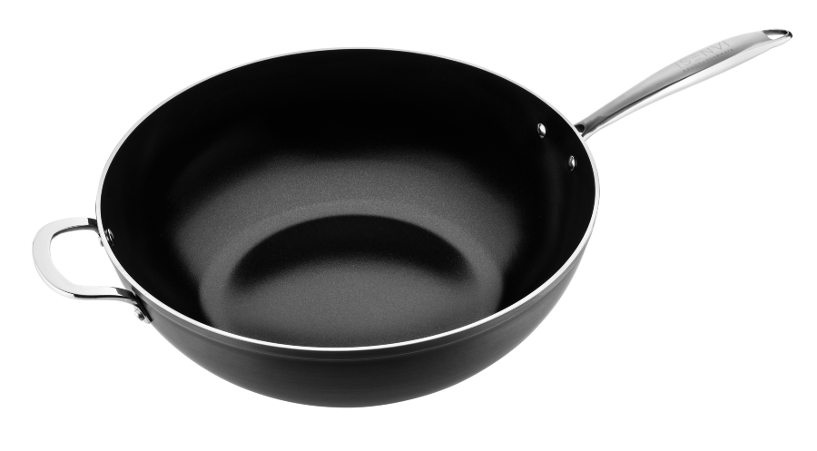 ISENVI Victoria Forged keramische wokpan 36CM - RVS greep - Retour afbeelding