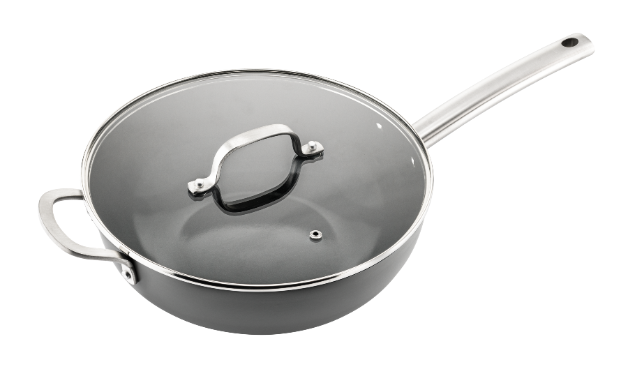 ISENVI Murray keramische wokpan met deksel 32 CM - RVS greep