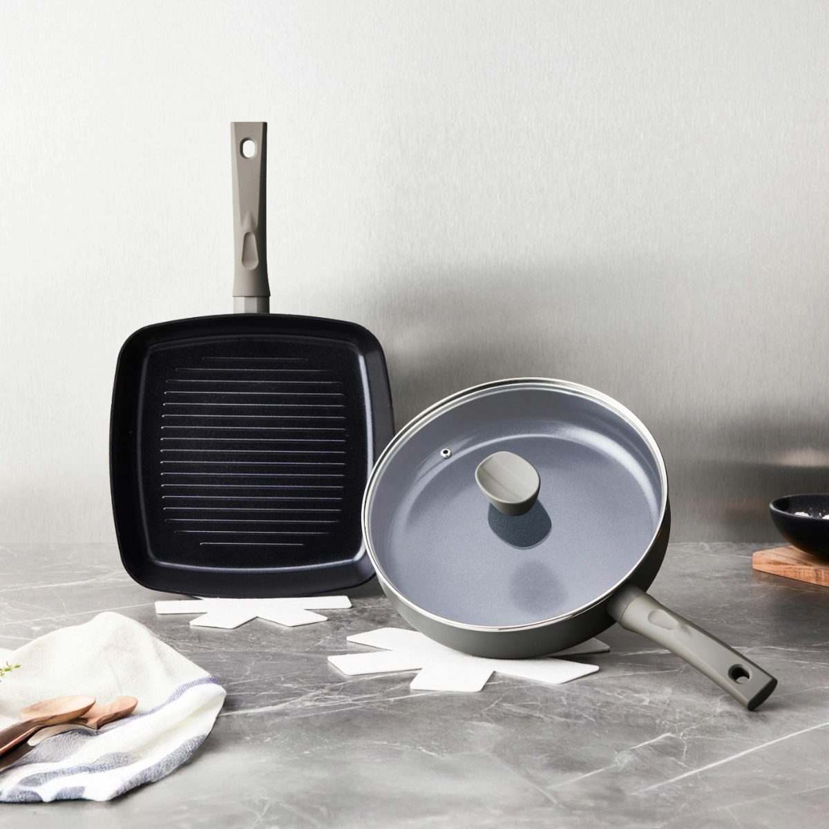 ISENVI Avon Combideal - keramische grillpan en hapjespan - Ergo afbeelding