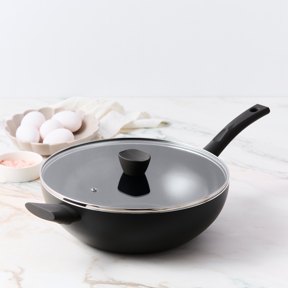 ISENVI Avon keramische wok met deksel 32 CM - Ergo greep afbeelding