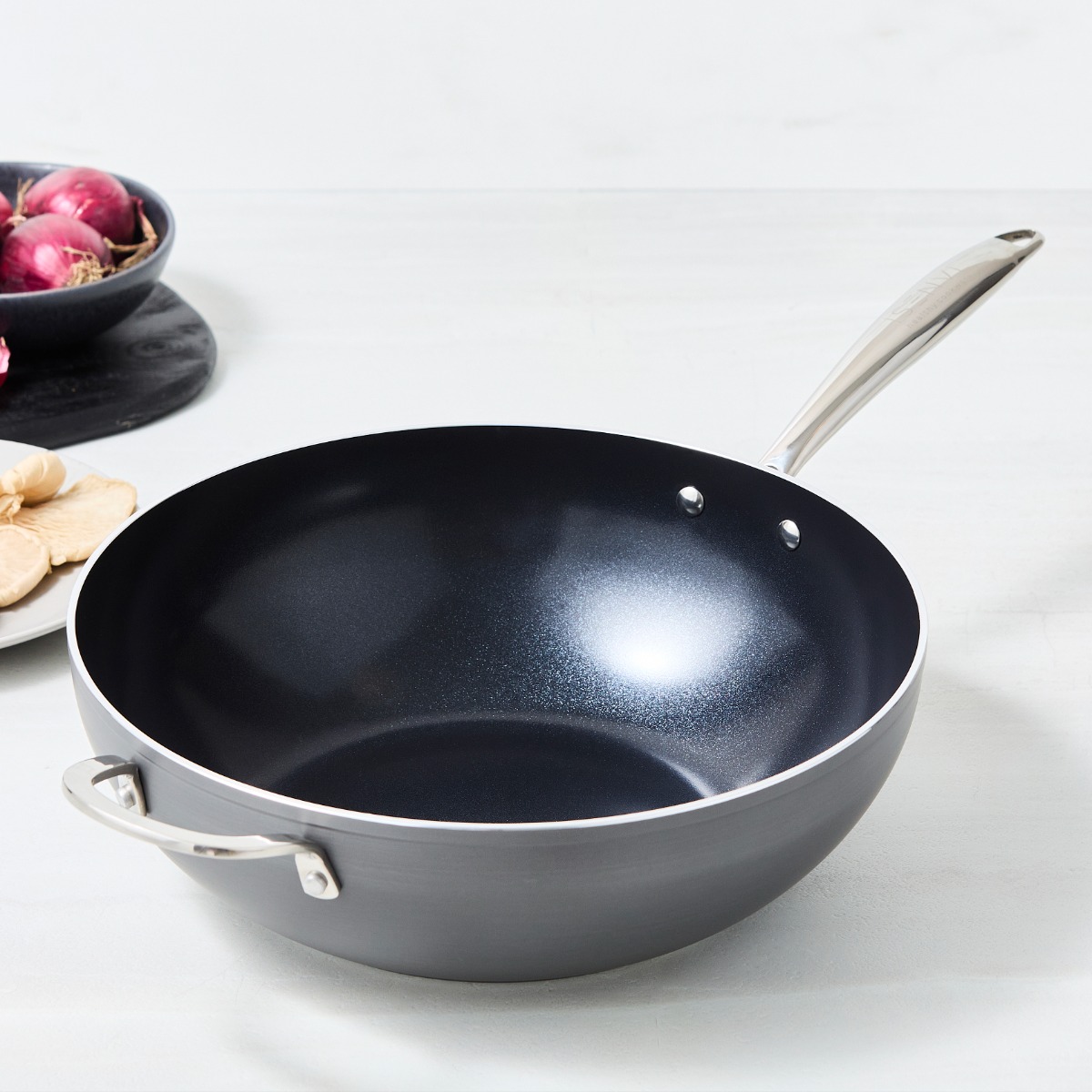 ISENVI Victoria Forged keramische wokpan 32CM - RVS greep afbeelding