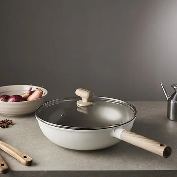 Alice keramische wokpan met deksel 30 CM - Beige